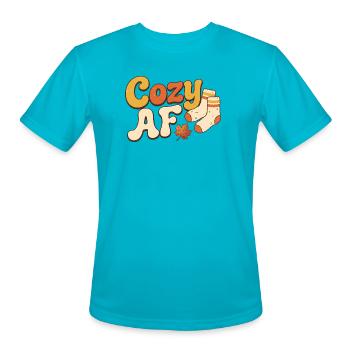 Cozy AF Autumn Socks - Men's Moisture Wicking Performance T-Shirt - turquoise - Front - Jackson (183cm)