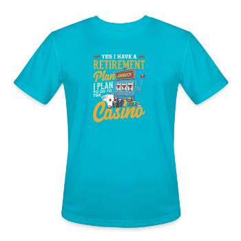 Casino Retirement Plan Gambling Slot Machine - Men's Moisture Wicking Performance T-Shirt - turquoise - Front - Jackson (183cm)