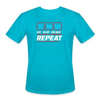 Eat sleep sim race repeat for sim racing fans - Men's Moisture Wicking Performance T-Shirt - turquoise - Front - Jackson (183cm)