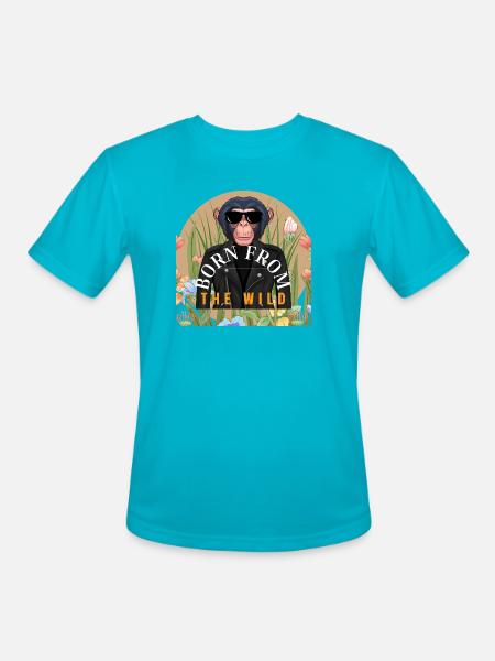 BORN FROM THE WILD - Men's Moisture Wicking Performance T-Shirt - turquoise