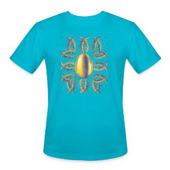 Golden Elegance Abstract Luxury Design - Men's Moisture Wicking Performance T-Shirt - turquoise - Front - Jackson (183cm)