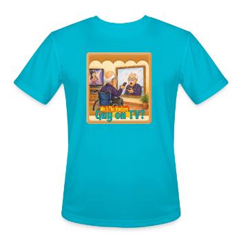 Funny Grandpa Confusing Mirror with TV Drawing - Men's Moisture Wicking Performance T-Shirt - turquoise - Front - Jackson (183cm)