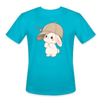 Pastel Bunny Cap Charm - Men's Moisture Wicking Performance T-Shirt - turquoise - Front - Jackson (183cm)
