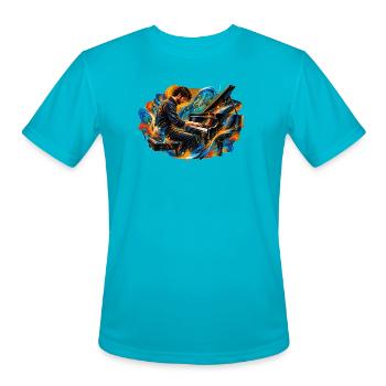 Piano Burst Colorful Music Art - Men's Moisture Wicking Performance T-Shirt - turquoise - Front - Jackson (183cm)