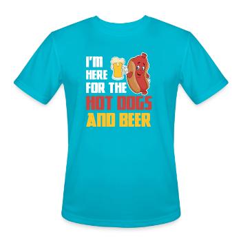 Hot Dogs and Beer Party Logo - Men's Moisture Wicking Performance T-Shirt - turquoise - Front - Jackson (183cm)