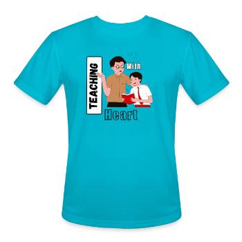 Teaching With Heart - Men's Moisture Wicking Performance T-Shirt - turquoise - Front - Jackson (183cm)
