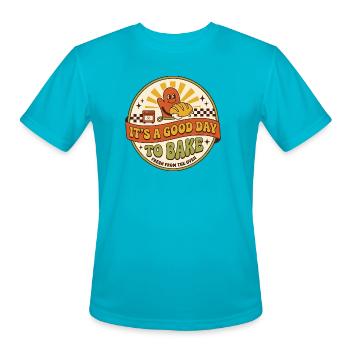 Good Day to Bake Badge - Men's Moisture Wicking Performance T-Shirt - turquoise - Front - Jackson (183cm)