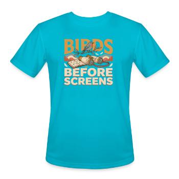 birds before screens - Men's Moisture Wicking Performance T-Shirt - turquoise - Front - Jackson (183cm)