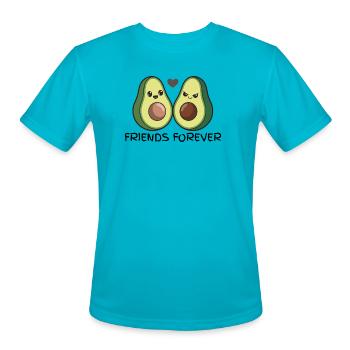 Avocado Duo: Cute Twin Avocados - Men's Moisture Wicking Performance T-Shirt - turquoise - Front - Jackson (183cm)