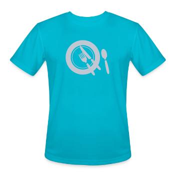 Meal Serves Plate Icon Full Of Bbq - Men's Moisture Wicking Performance T-Shirt - turquoise - Front - Jackson (183cm)