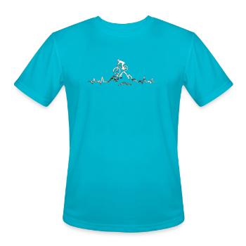 Mountain Bike Heartbeat Ride - Men's Moisture Wicking Performance T-Shirt - turquoise - Front - Jackson (183cm)