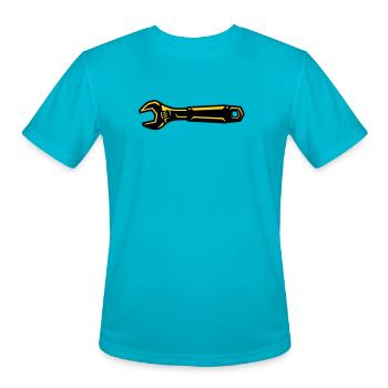 Wrench Tool Mechanic Garage Gearhead Auto - Men's Moisture Wicking Performance T-Shirt - turquoise - Front - Jackson (183cm)