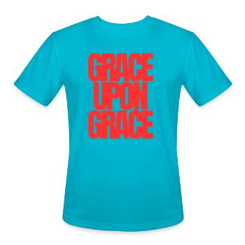 Abundant Grace Bold Red Scripture Typography Desig - Men's Moisture Wicking Performance T-Shirt - turquoise - Front - Jackson (183cm)