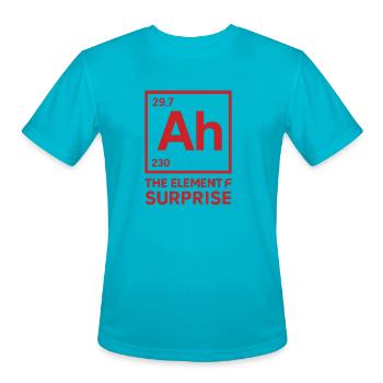 AH !!  The element of surprise, PROJECT HAIL MARY  - Men's Moisture Wicking Performance T-Shirt - turquoise - Front - Jackson (183cm)