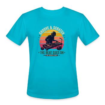 Groove & Scratch Vinyl Beats - Men's Moisture Wicking Performance T-Shirt - turquoise - Front - Jackson (183cm)