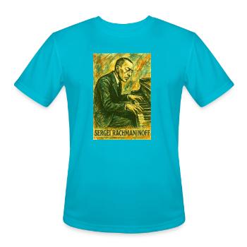 Rachmaninoff at the Piano - Men's Moisture Wicking Performance T-Shirt - turquoise - Front - Jackson (183cm)