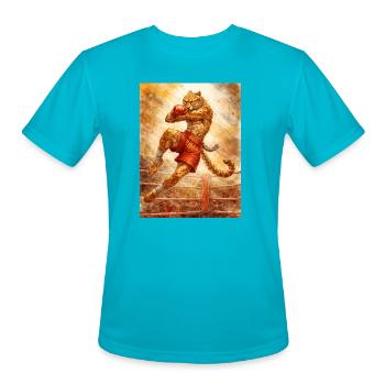 Cheetah Boxer in Ring Action - Men's Moisture Wicking Performance T-Shirt - turquoise - Front - Jackson (183cm)