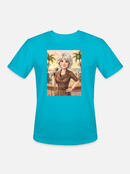 Beach Singer at Sunset - Men's Moisture Wicking Performance T-Shirt - turquoise