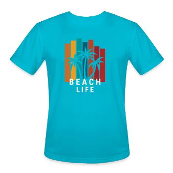 Beach Life Merch - Men's Moisture Wicking Performance T-Shirt - turquoise - Front - Jackson (183cm)