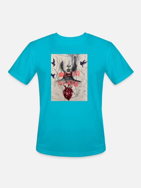 Heart Locked Portrait - Men's Moisture Wicking Performance T-Shirt - turquoise