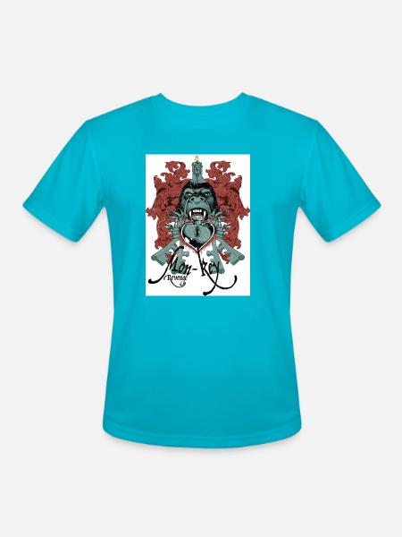 Mon-Key Revenge - Men's Moisture Wicking Performance T-Shirt - turquoise
