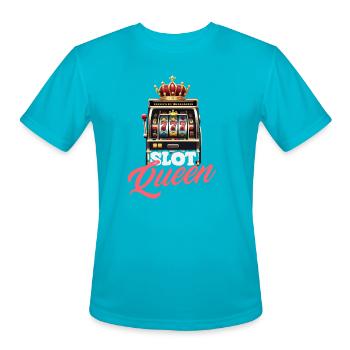 Slot Queen Casino Gambling Jackpot Winner Vegas - Men's Moisture Wicking Performance T-Shirt - turquoise - Front - Jackson (183cm)