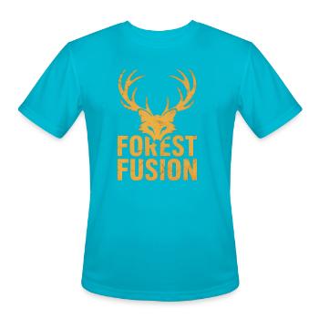 Forest Fusion Deer Embroidery Design - Men's Moisture Wicking Performance T-Shirt - turquoise - Front - Jackson (183cm)