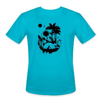 Camping In Paradise - Men's Moisture Wicking Performance T-Shirt - turquoise - Front - Jackson (183cm)