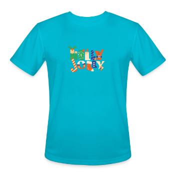 Holly Jolly Christmas Candy Letters - Men's Moisture Wicking Performance T-Shirt - turquoise - Front - Jackson (183cm)