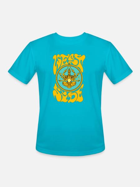 Weed Yogi in Golden Mandala - Men's Moisture Wicking Performance T-Shirt - turquoise