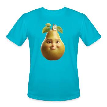 Cute Happy Pear 3D Character Tee - Men's Moisture Wicking Performance T-Shirt - turquoise - Front - Jackson (183cm)