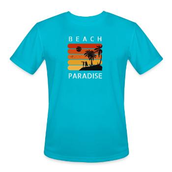 Beach Paradise - Men's Moisture Wicking Performance T-Shirt - turquoise - Front - Jackson (183cm)