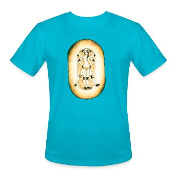 Vintage Roller Arts Mandala - Men's Moisture Wicking Performance T-Shirt - turquoise - Front - Jackson (183cm)
