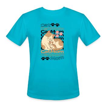 MomCat - Men's Moisture Wicking Performance T-Shirt - turquoise - Front - Jackson (183cm)