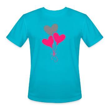 Cute Heart Balloons Valentine Graphic Art - Men's Moisture Wicking Performance T-Shirt - turquoise - Front - Jackson (183cm)