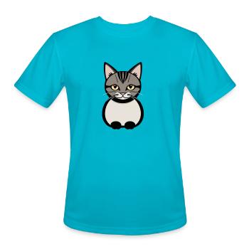 Cat - Men's Moisture Wicking Performance T-Shirt - turquoise - Front - Jackson (183cm)