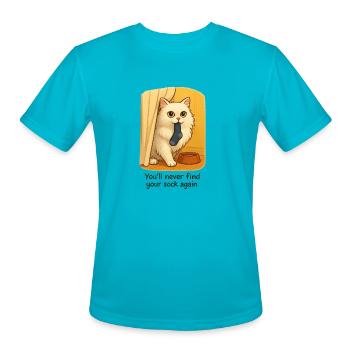 The Sock Thief - Men's Moisture Wicking Performance T-Shirt - turquoise - Front - Jackson (183cm)