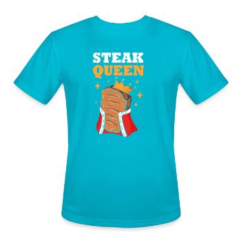 Steak Queen Beef Steak Lover - Men's Moisture Wicking Performance T-Shirt - turquoise - Front - Jackson (183cm)