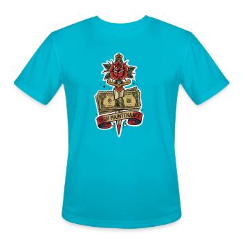High Maintenance Rose Dollar Tattoo - Men's Moisture Wicking Performance T-Shirt - turquoise - Front - Jackson (183cm)