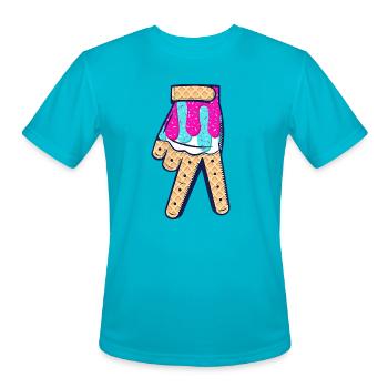 Ice Cream Drip Waffle Hand - Men's Moisture Wicking Performance T-Shirt - turquoise - Front - Jackson (183cm)