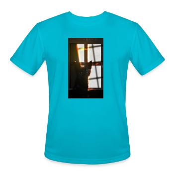 Shadow Cat - Men's Moisture Wicking Performance T-Shirt - turquoise - Front - Jackson (183cm)