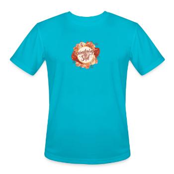 Wanderlust Soul Floral Circle - Men's Moisture Wicking Performance T-Shirt - turquoise - Front - Jackson (183cm)