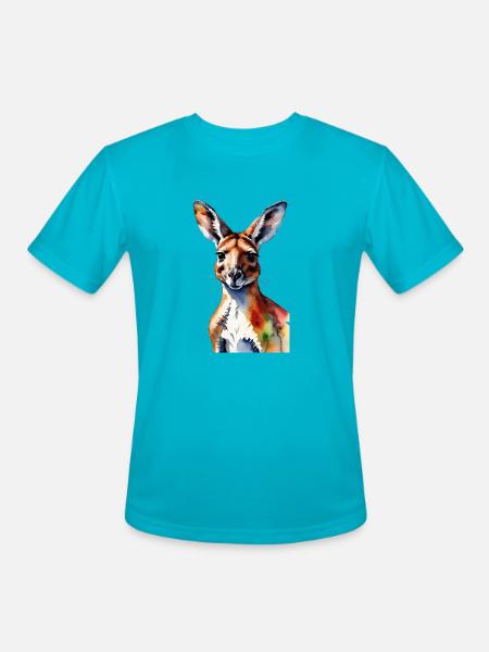 Kangaroo Design - Men's Moisture Wicking Performance T-Shirt - turquoise