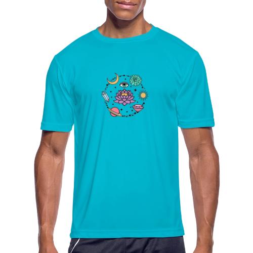 Healing Crystal, Moon, Flower, Sun - Men's Moisture Wicking Performance T-Shirt