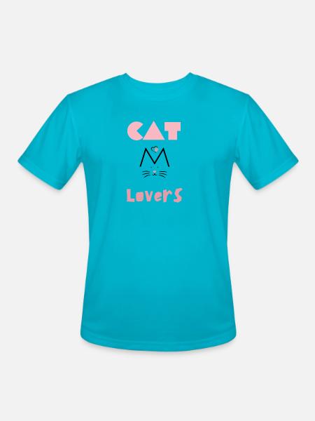 Cat lovers - Men's Moisture Wicking Performance T-Shirt - turquoise