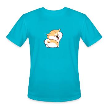 Fat Corgi - Men's Moisture Wicking Performance T-Shirt - turquoise - Front - Jackson (183cm)