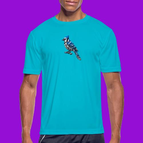 Silver Blue Jay on Perch - Men's Moisture Wicking Performance T-Shirt