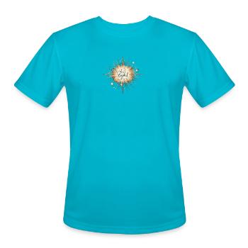 Be the Light Gold Sunburst - Men's Moisture Wicking Performance T-Shirt - turquoise - Front - Jackson (183cm)