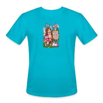 Magical Fairy World – Let Your Imagination Fly - Men's Moisture Wicking Performance T-Shirt - turquoise - Front - Jackson (183cm)