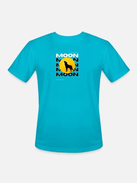 Howling Wolf Full Moon Graphic - Men's Moisture Wicking Performance T-Shirt - turquoise